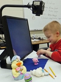 Young student with low vision